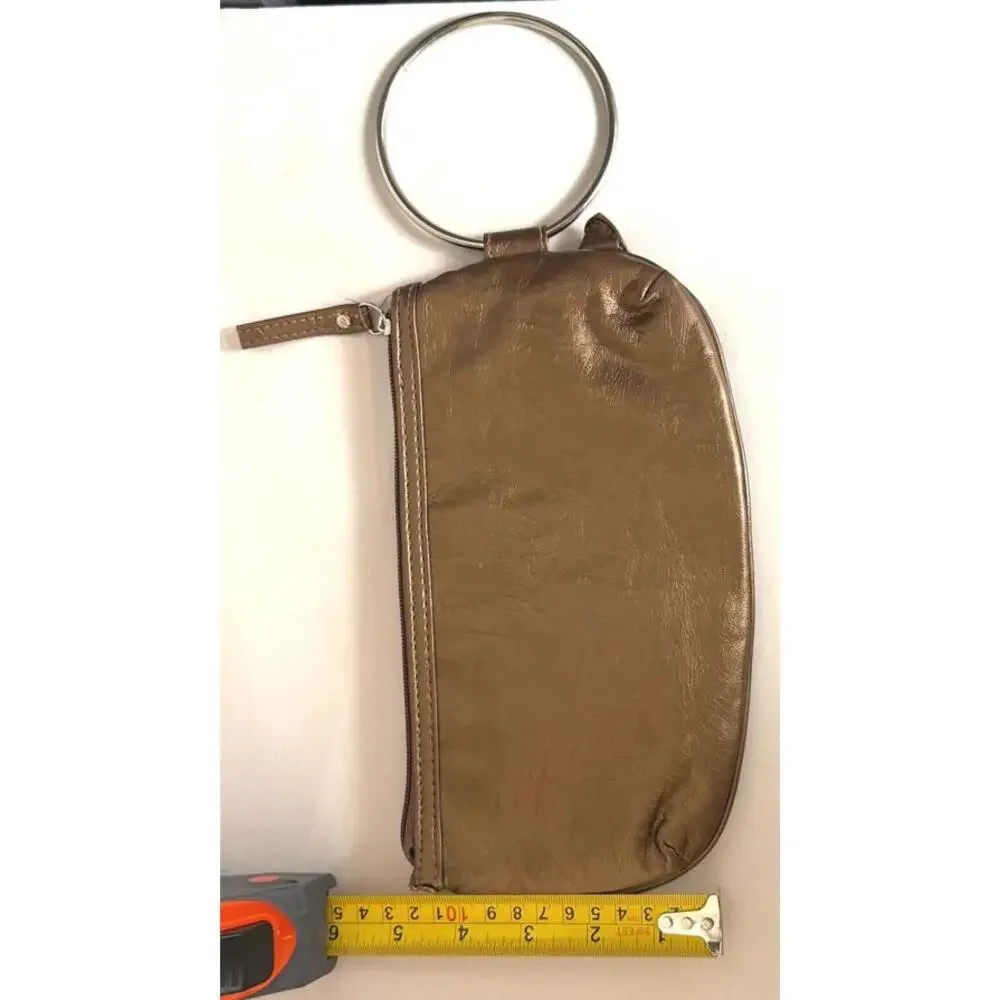 Trendy‎ Quilted Metallic Clutch with Ring Handle Wristlet